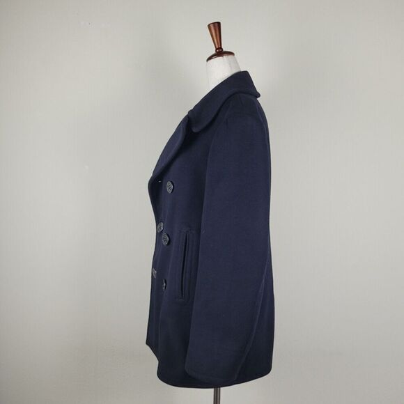 Vintage US Navy Pea Coat Mens 38 Black Wool Kersey 60s USA Military Issue Sailor - Picture 4 of 11